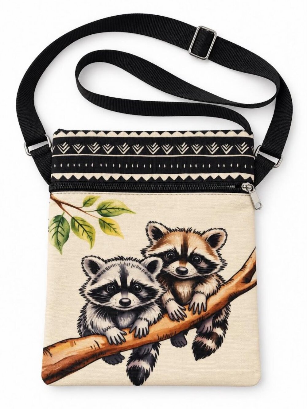Two Raccoons on a Branch Crossbody Phone Bag